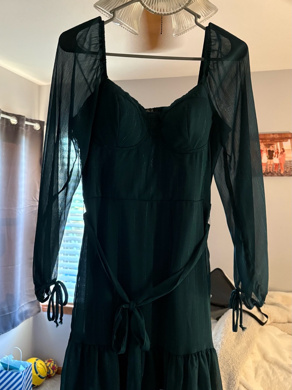 Lily Rose Black Backless Long Sleeve Mesh Midi Dress